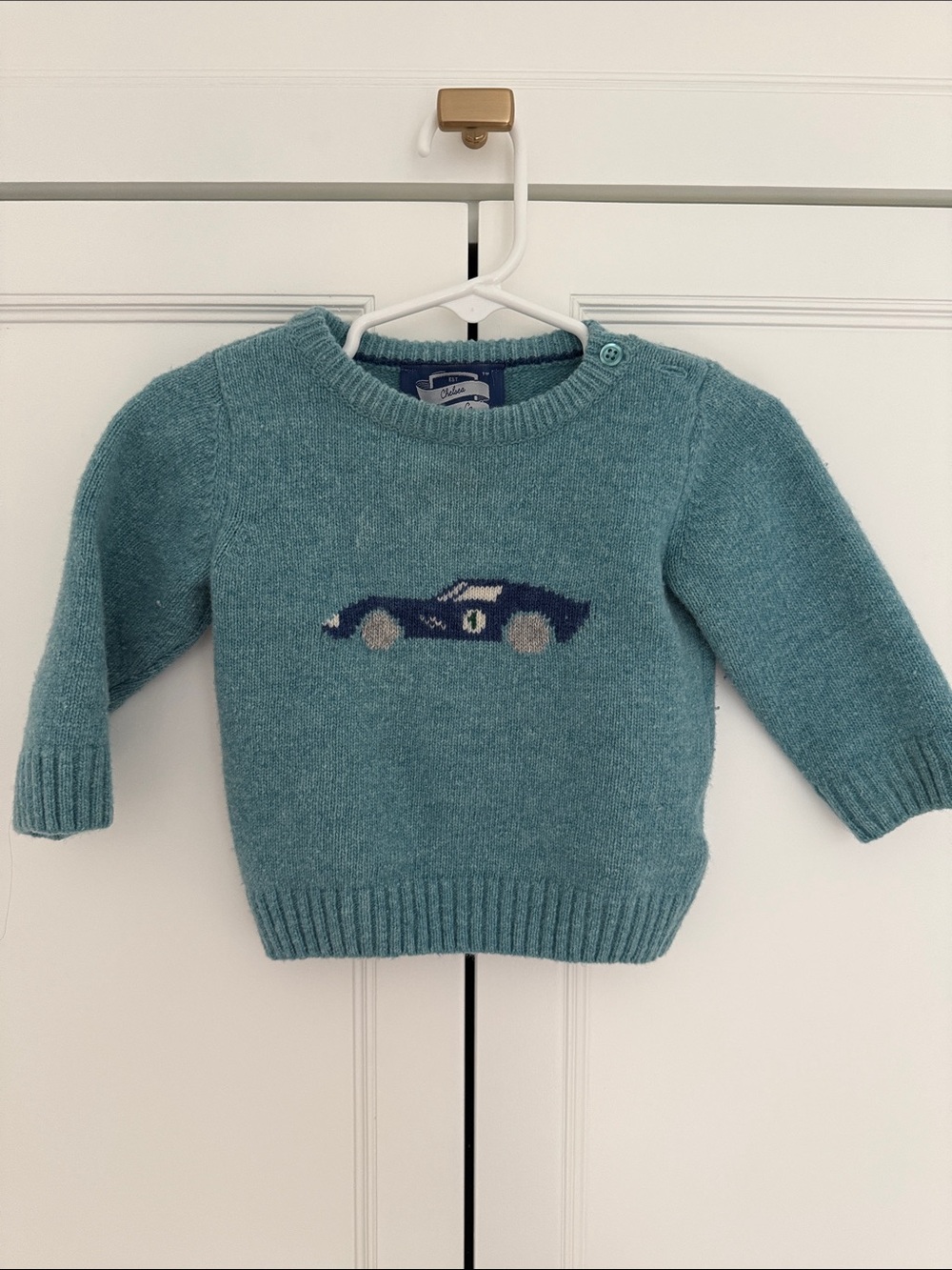 EUC - 80% wool soft baby Car Knit Sweater - Chelsea Clothing Co, 6-12 mo